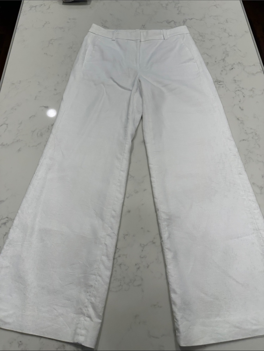 J. Crew White Linen Wide-Leg Pants